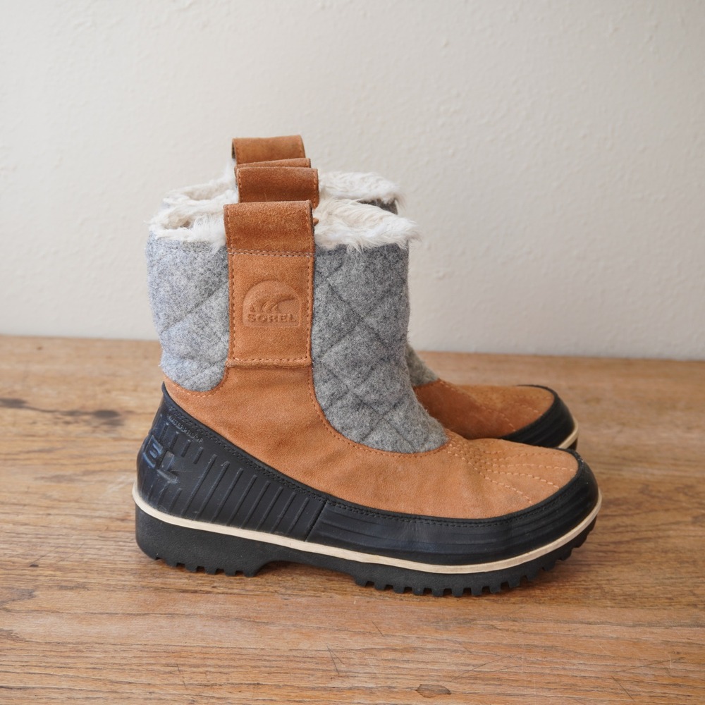 Sorel Womens Size 8.5 Brown Grey Tivoli III High Winter Boots Suede Felt Casual